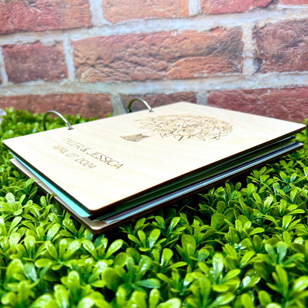 wedding card binder Personalized Wooden 2-ring Binder: Keepsake Organizer and tuck away keepsakes from your first dates and big day in the keepsake pocket Future Wedding Greeting Card Holder